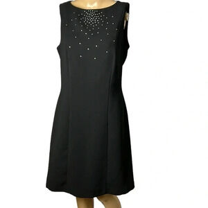 Y2K Fleur Bleue dress, size  8.Black,lined,embellished beads ,Fit&Flair,feminine